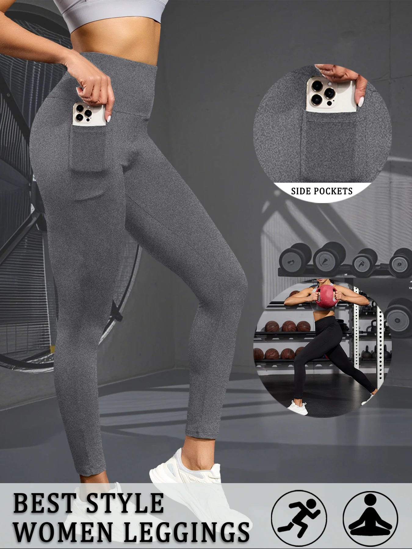 Leggings Doux avec Poches - Taille Haute Sportive