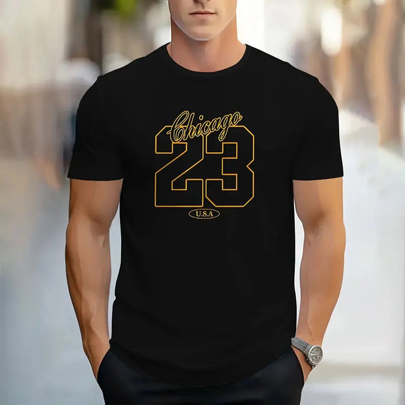 T-shirt Homme Été Imprimé 3D Dégradé Chic