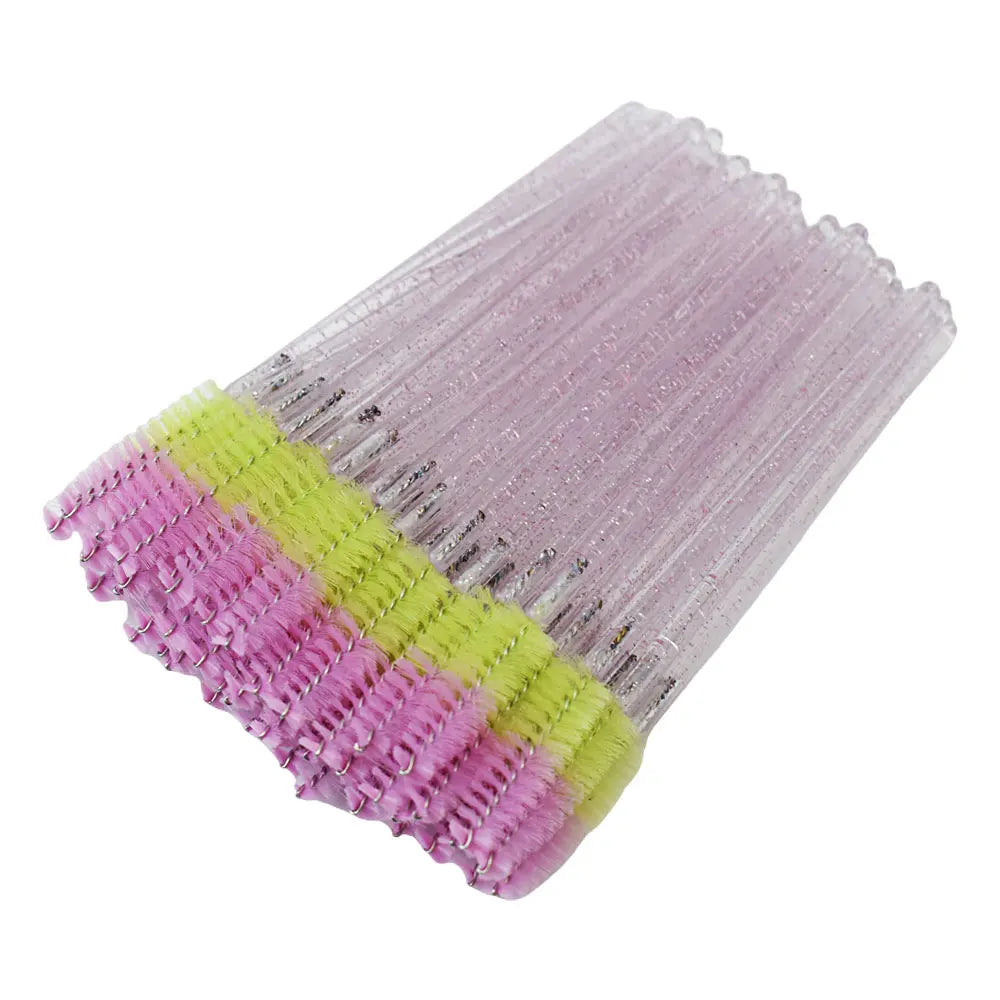 Brosses à cils colorées - 50 pièces en combo scintillant