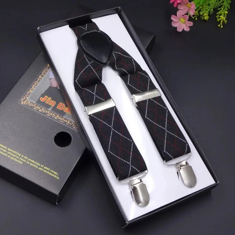 Chic Multicolor Clip Suspenders for Men - 3 Clips