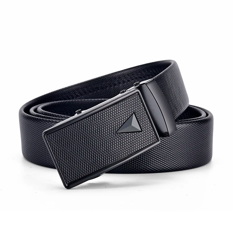 Ceinture Cuir Noir Homme, Boucle Métallique Automatique
