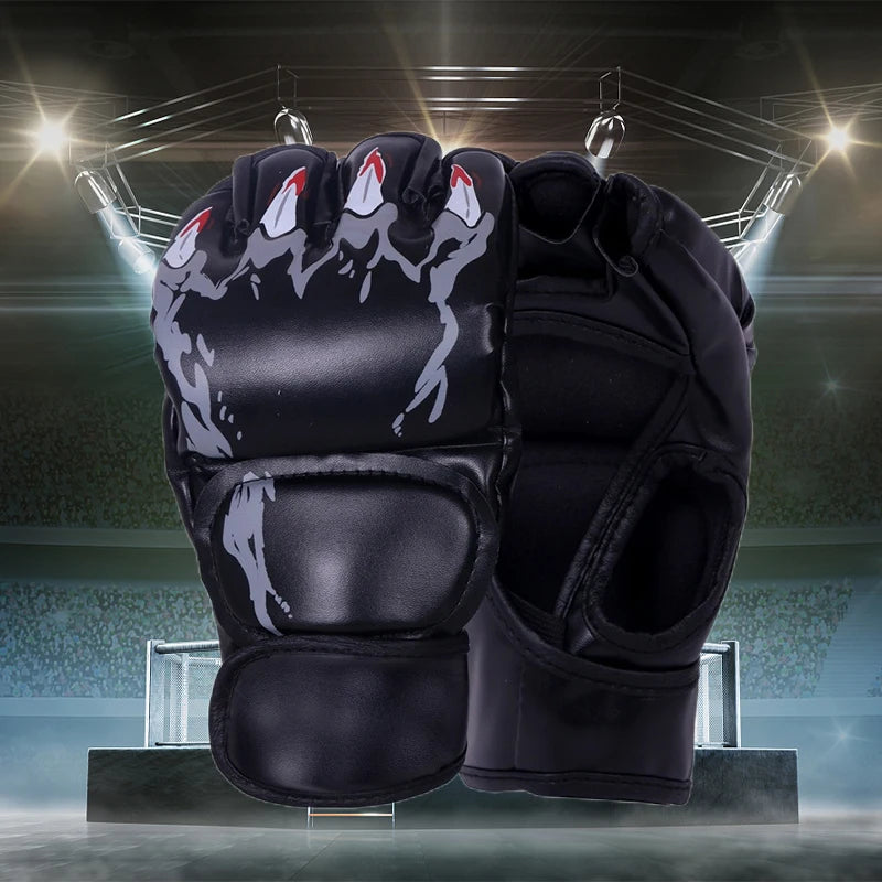 Pro Boxing Training Gloves - Leather Half-Finger Design