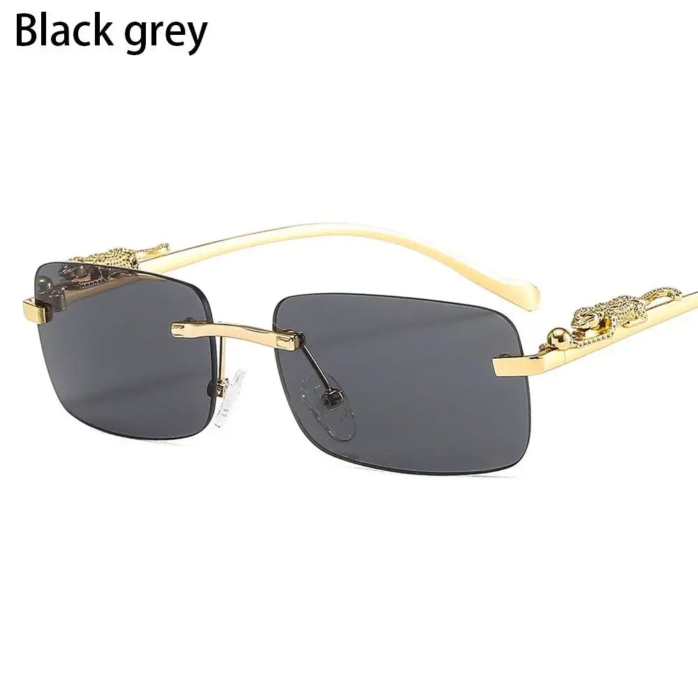 Rimless Retro Leopard Sunglasses UV400 Unisex