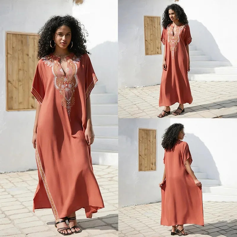Robe de Plage Élégante en Coton Brodé - Confort Total