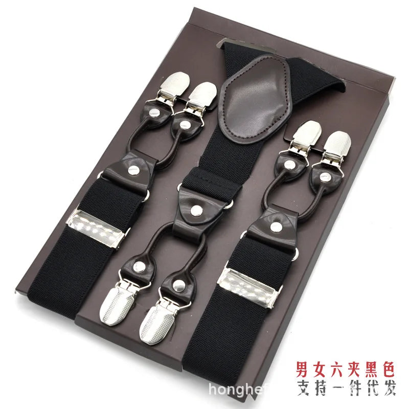 Adjustable 6-Clip Suspenders for Men & Women
