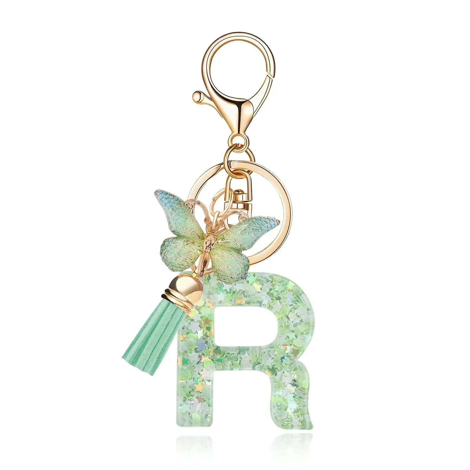 Green Butterfly Resin Keychain - Chic Gift Accessory