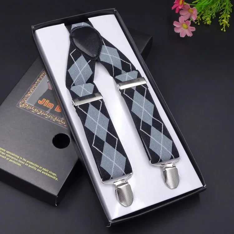 Chic Multicolor Clip Suspenders for Men - 3 Clips