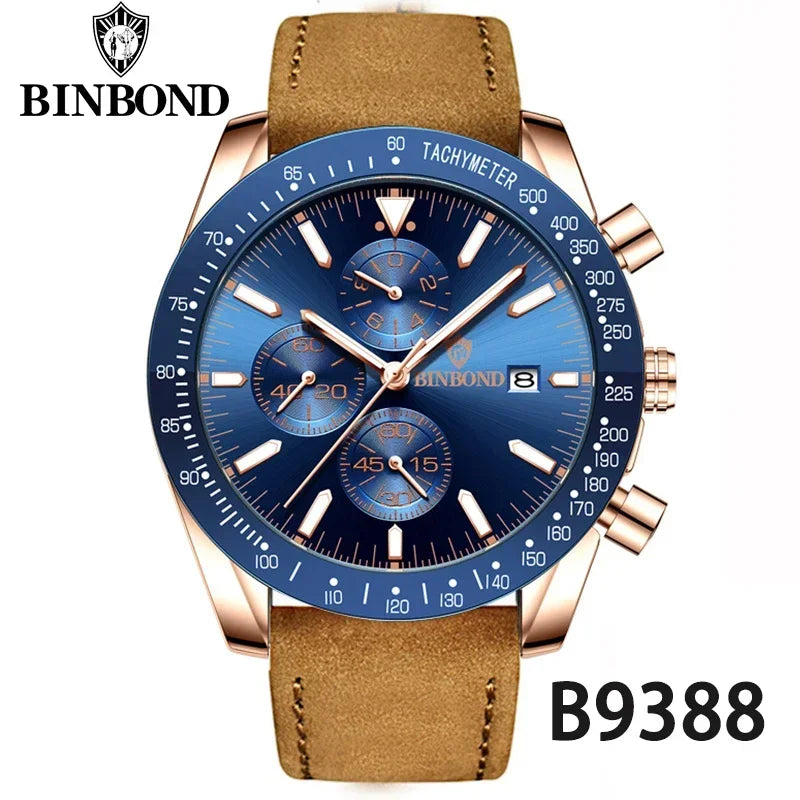 Montre Sport Luxe BINBOND Étanche Chronographe Homme