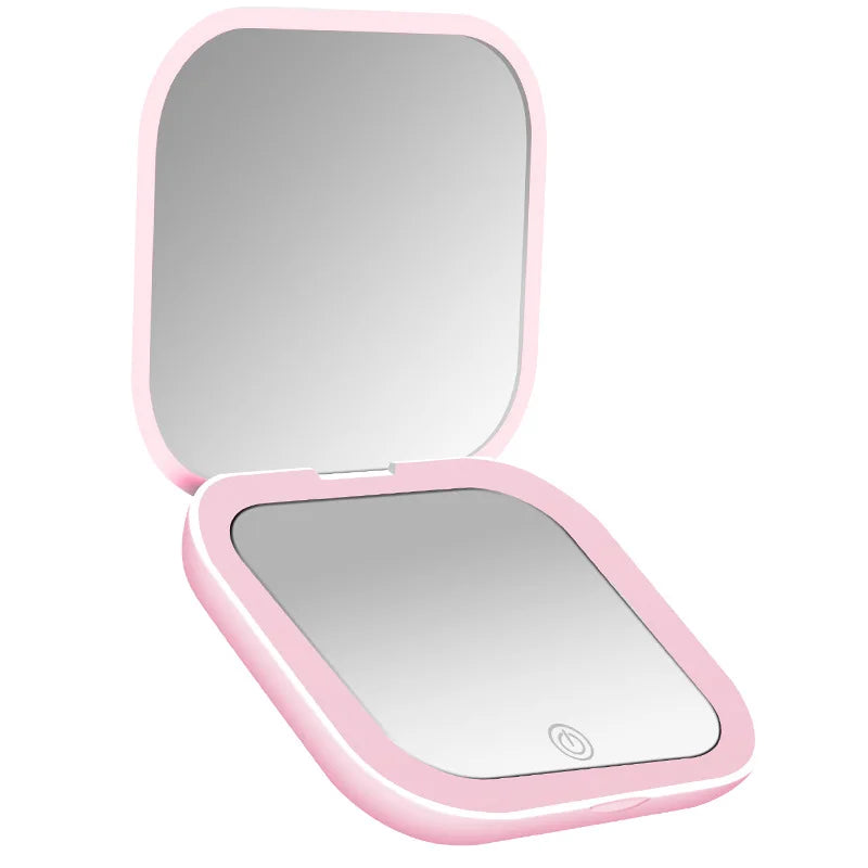Miroir de Maquillage Pliant LED 2X Compact Portable