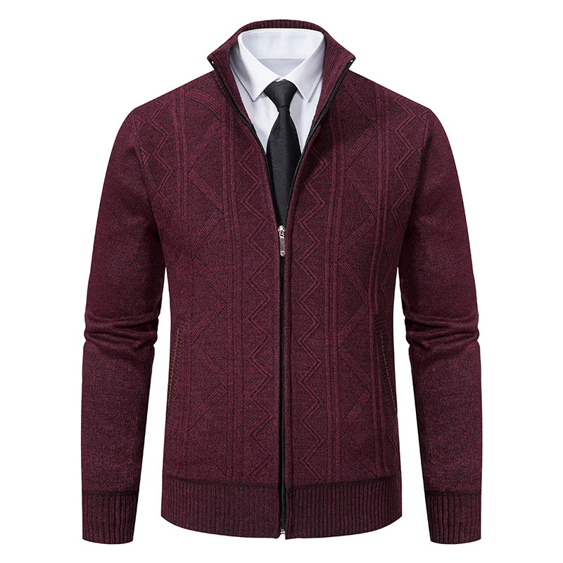 Cardigan Épais Hiver Homme Col Montant