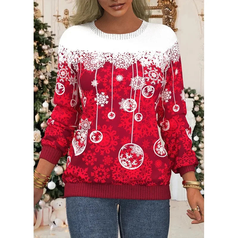 T-shirt Femme Noël Élégant à Manches Longues
