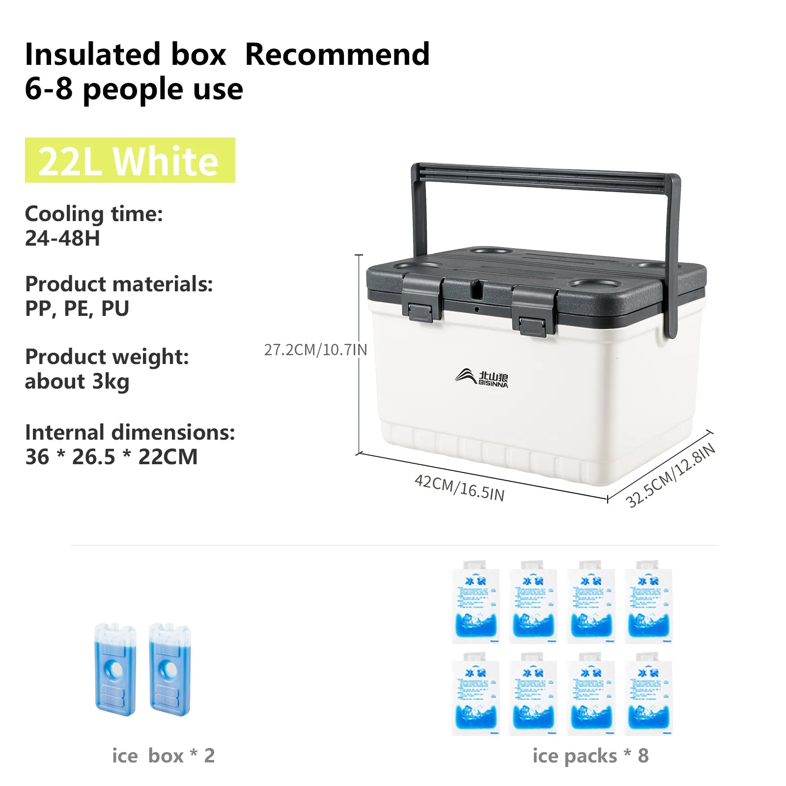 Glacière XXL BISINNA - Camping, Plage, Pêche et BBQ