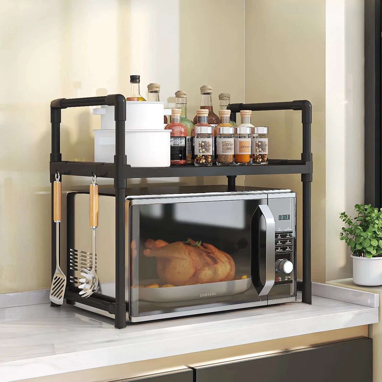 SpiceElevate: Tiered Kitchen Storage Rack