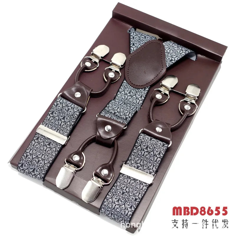 Adjustable 6-Clip Suspenders for Men & Women
