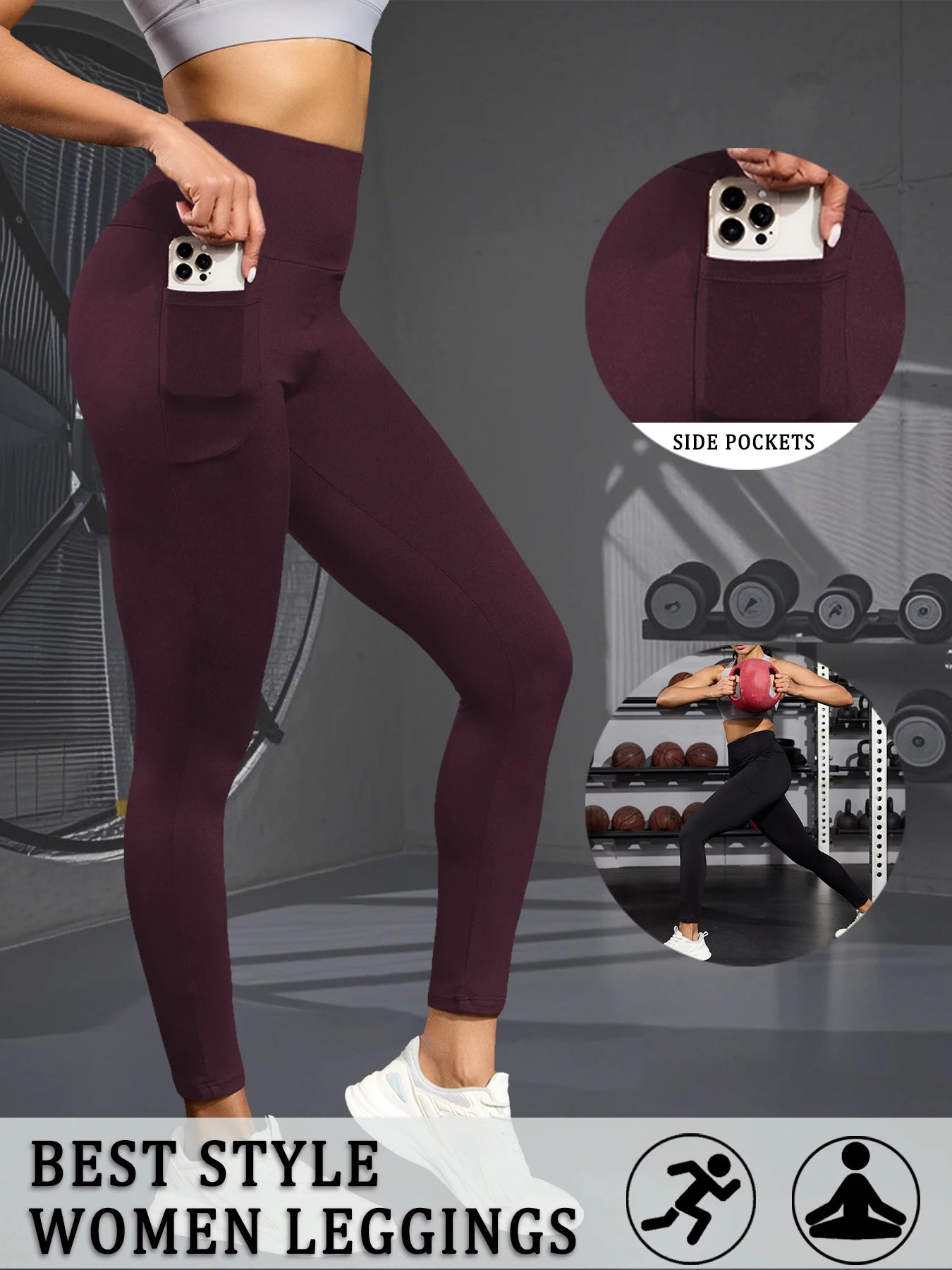 Leggings Doux avec Poches - Taille Haute Sportive
