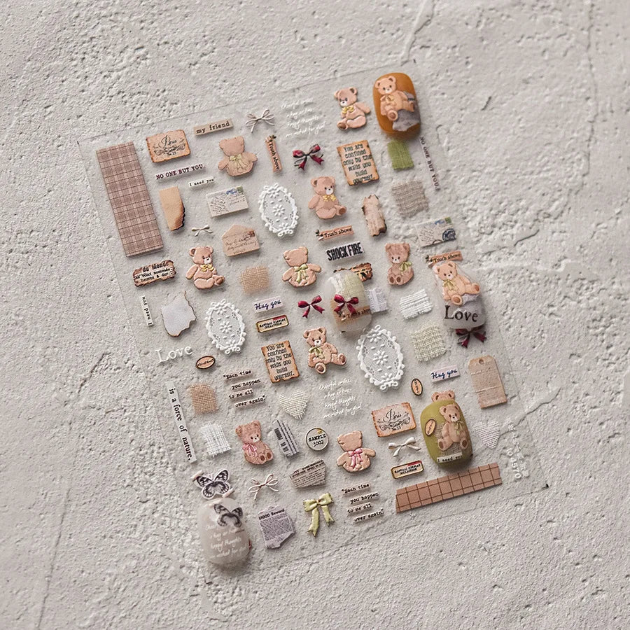 Autocollants Kawaii 5D Jasmin Pailleté pour Ongles