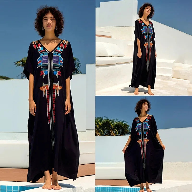 Robe de Plage Élégante en Coton Brodé - Confort Total