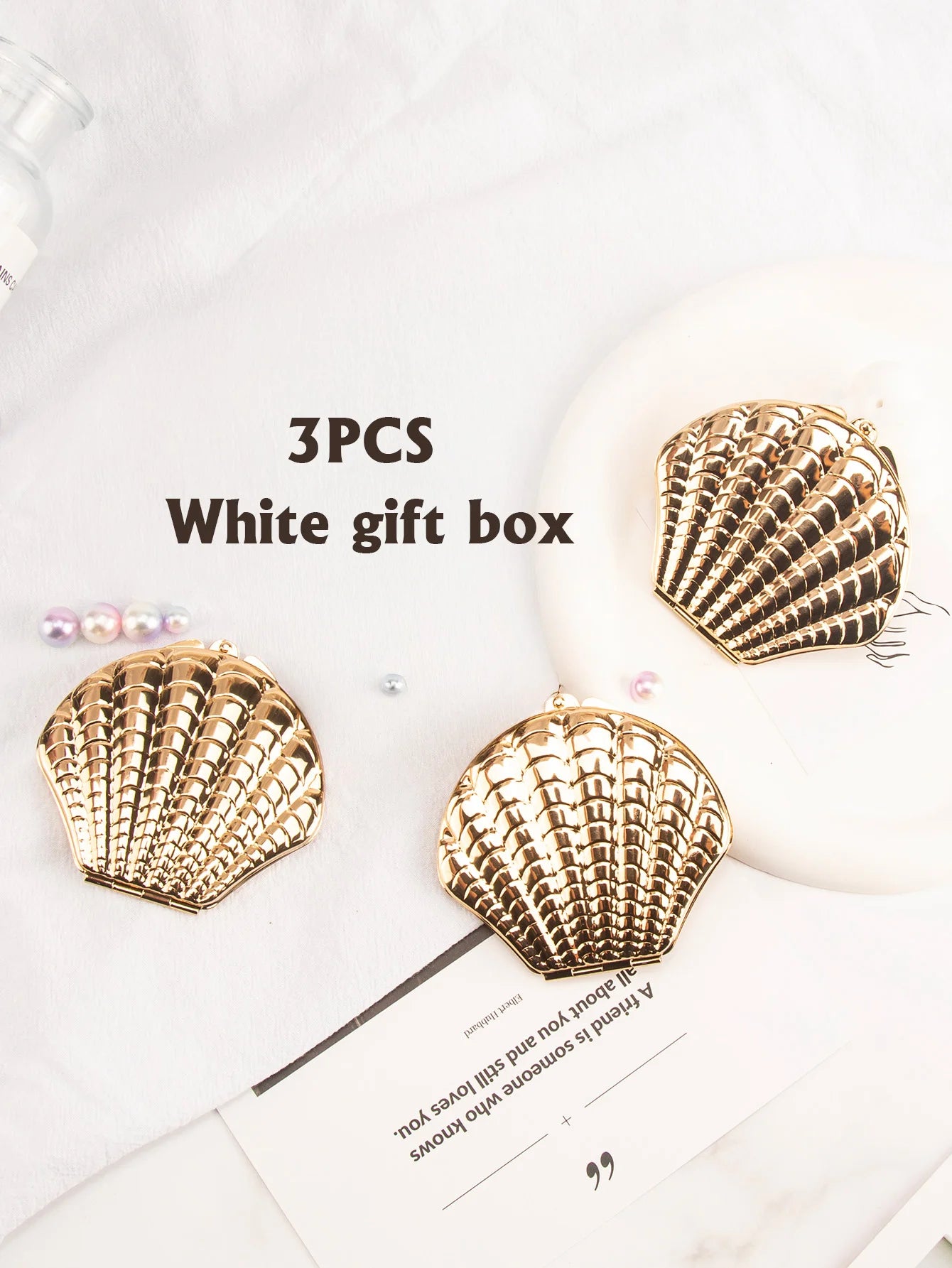 Miroir Élégant Double Face en Coque Dorée Portable