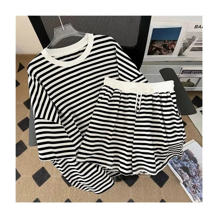 Ensemble Sportif Ample Rayé Été Femme