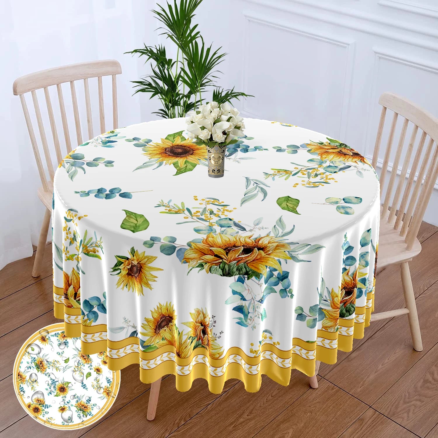 Nappe ronde florale imperméable 63 - Style moderne