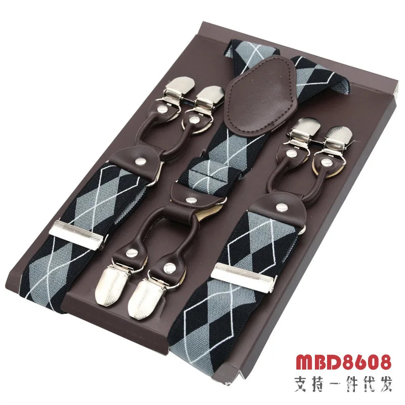 Adjustable 6-Clip Suspenders for Men & Women
