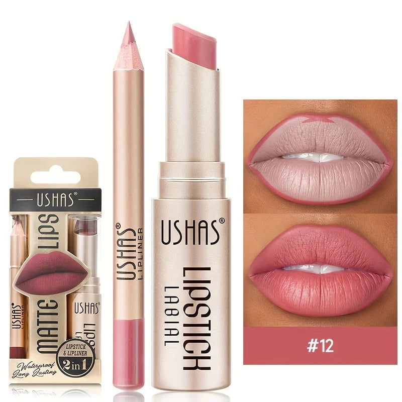 USHAS Waterproof Lipstick Set - Long-Lasting Color