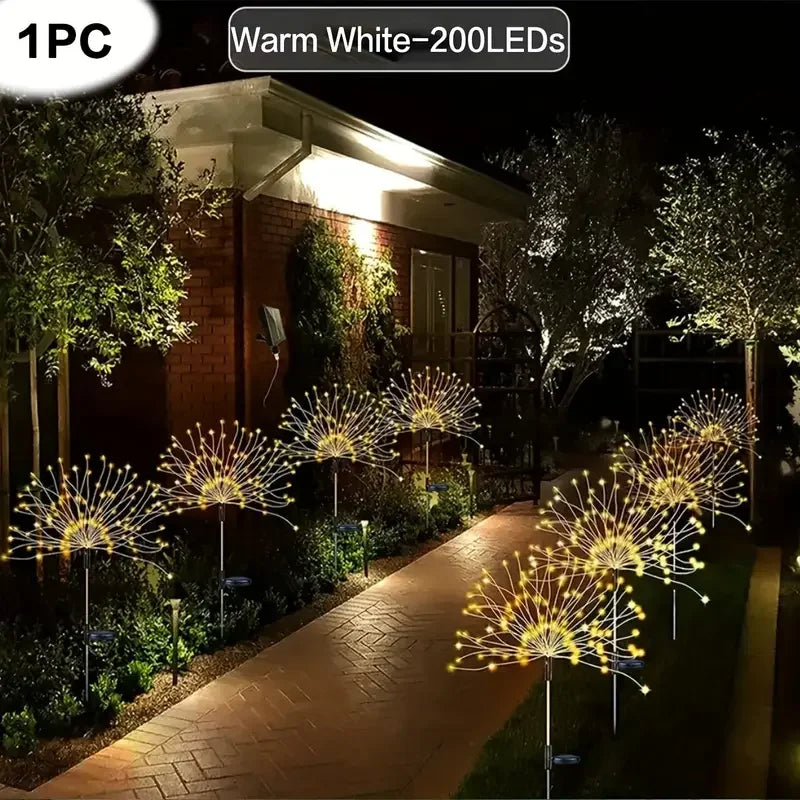 Solar Sparkle 200: LED Firework Garden Lights