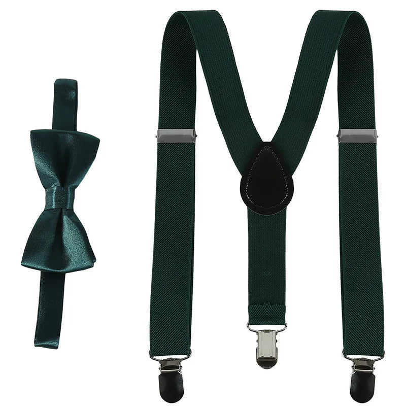 Kids' Clip-On Colorful Suspenders with Bowtie