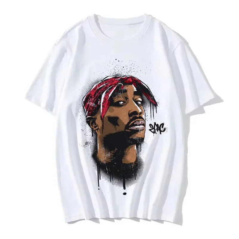 T-shirt Hip Hop Tupac Street Style