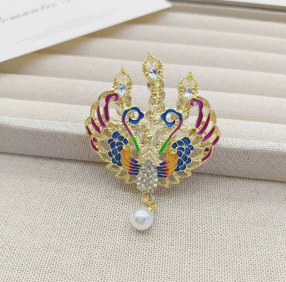 Peacock Crystal Elegance Brooch for Women