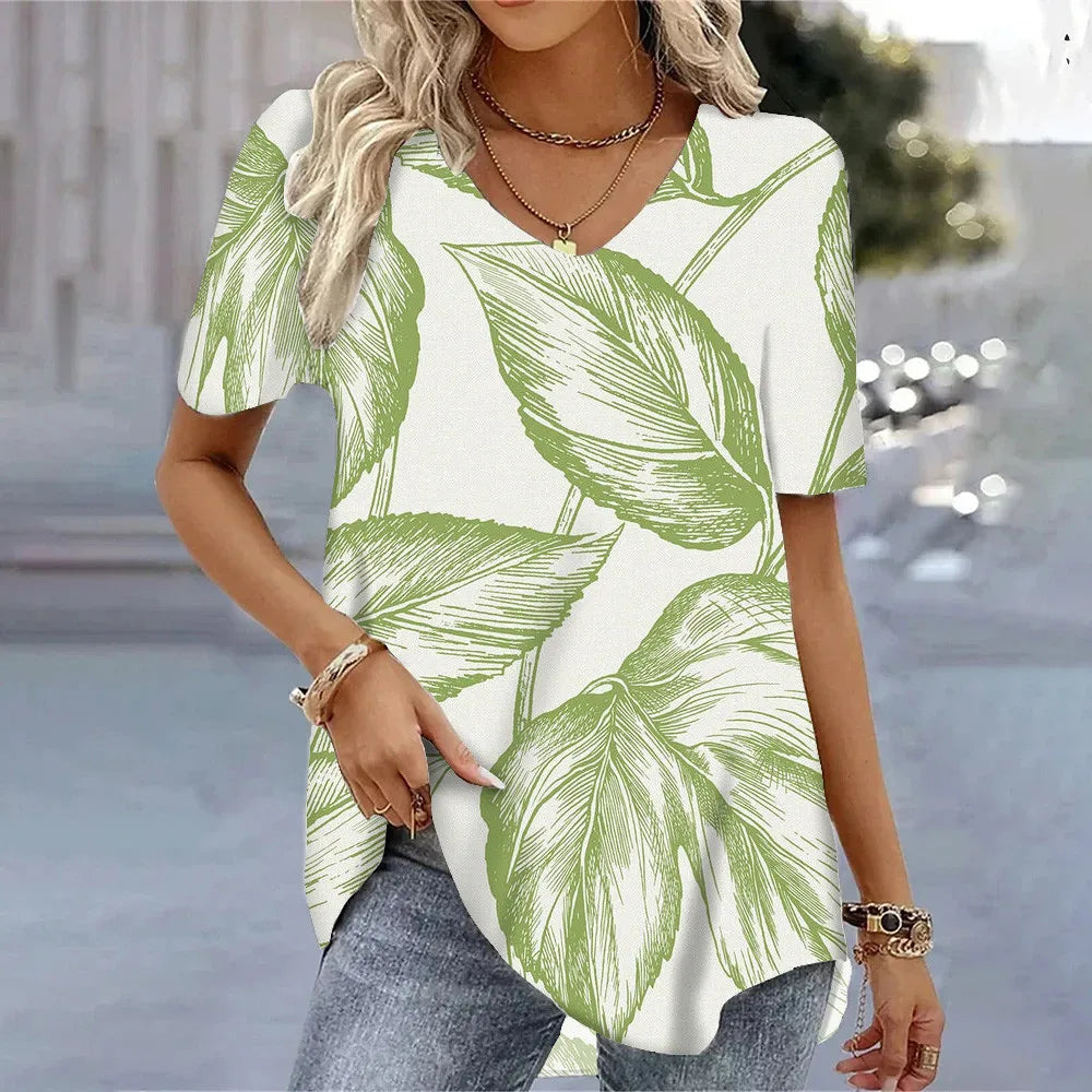 T-shirt Floral 3D Élégant d'Été