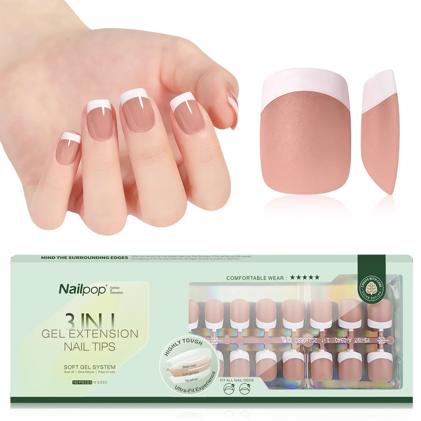 Nailpop 3 en 1 : Pointes Françaises Prêtes