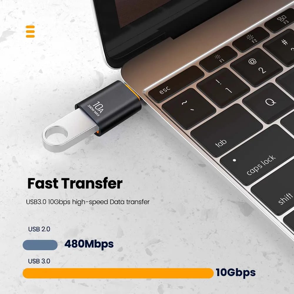 Adaptateur OTG USB 3.0 vers Type C, charge rapide, 10A - Xiaomi, Samsung - Zone shopping