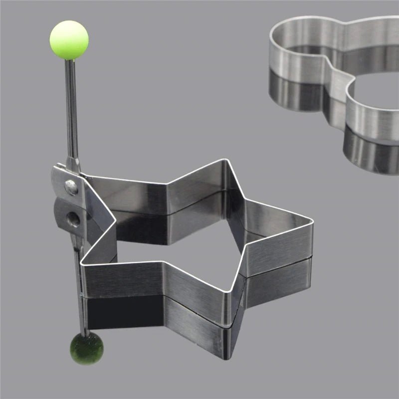 Anneau de moule à œufs inox 5 pcs : cœur, fleur, étoile, Mickey - Zone shopping