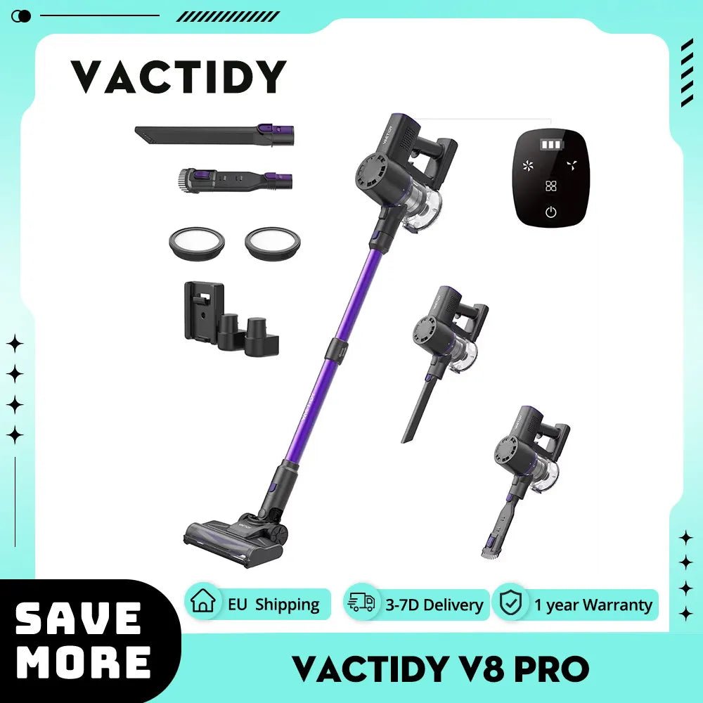 Aspirateur sans fil Vactidy V8 Pro, 25kPa, 35min autonomie, cyclonique - Zone shopping