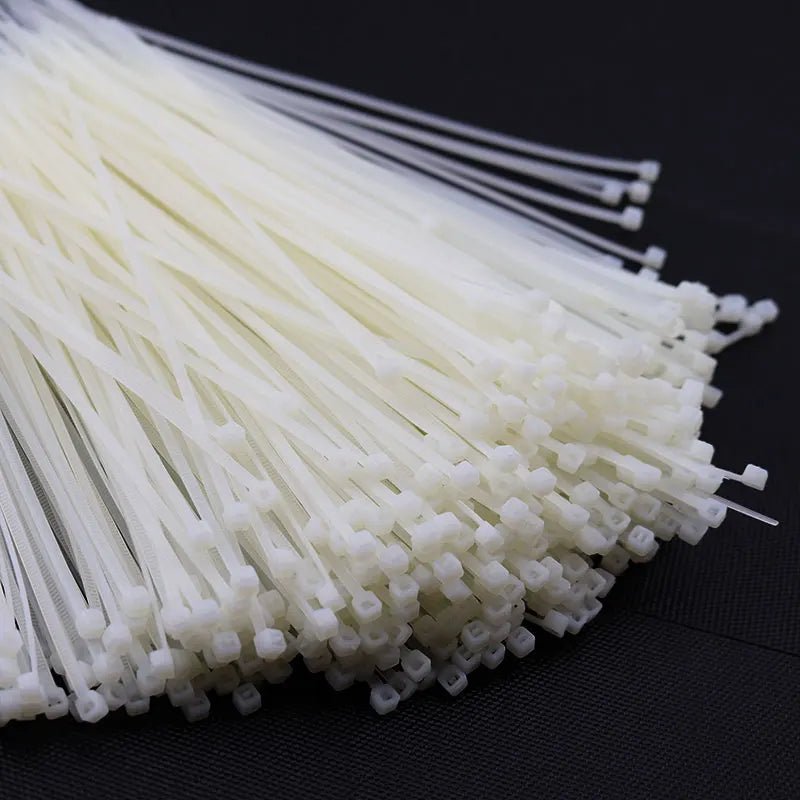 Attaches de câble nylon autobloquantes blanches/noires - 200 pcs - Zone shopping