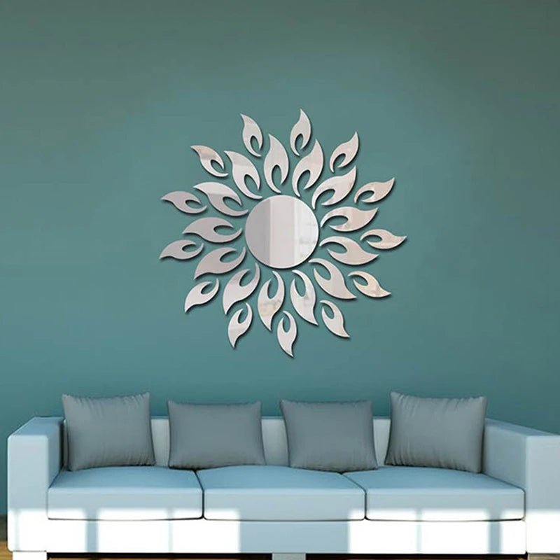 Autocollant Mural 3D Fleur de Soleil Miroir Acrylique Nordique - Zone shopping