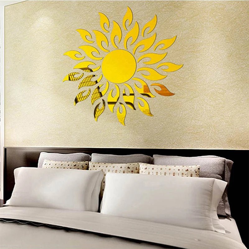 Autocollant Mural 3D Fleur de Soleil Miroir Acrylique Nordique - Zone shopping