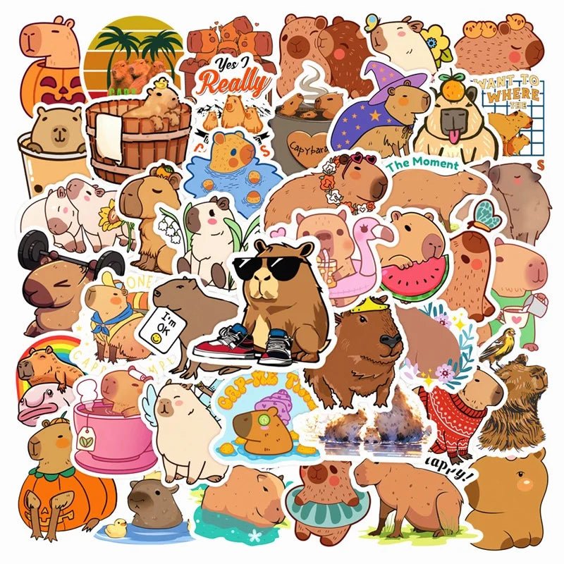 Autocollants Capybara mignons en PVC - Décoration & Papeterie - Zone shopping