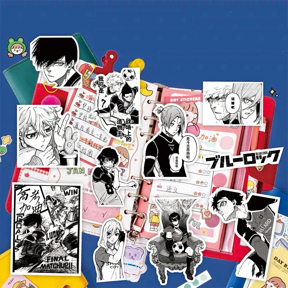 Autocollants Football Anime 10/30/70 pièces Bleu Noir Blanc Graffiti - Zone shopping