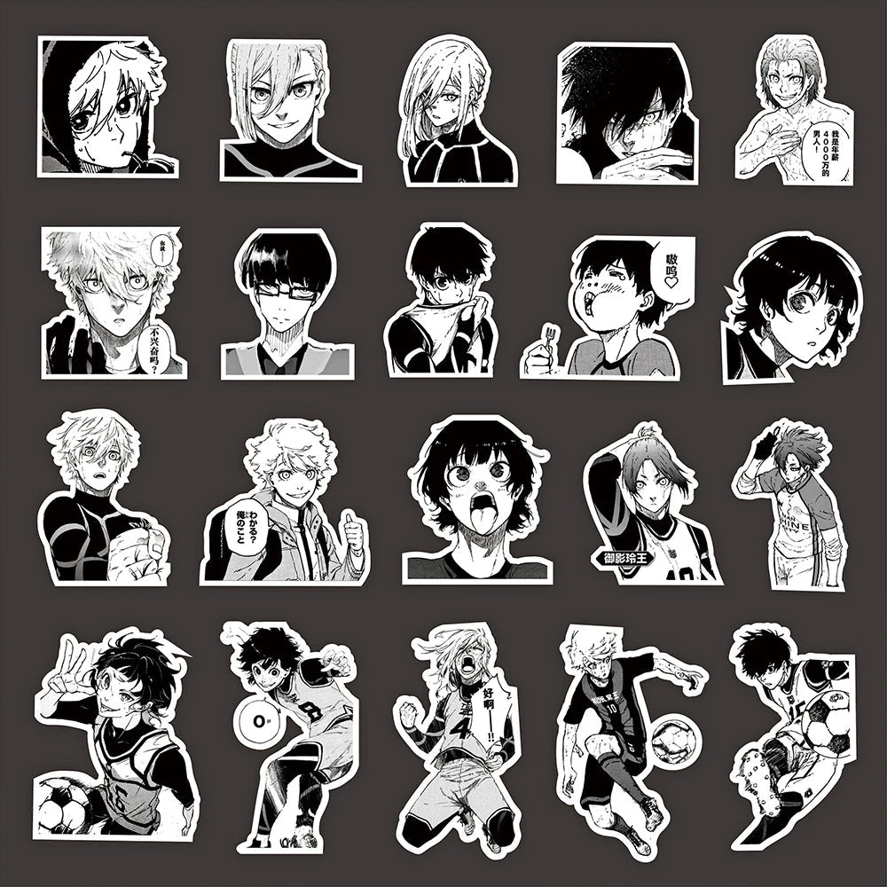 Autocollants Football Anime 10/30/70 pièces Bleu Noir Blanc Graffiti - Zone shopping