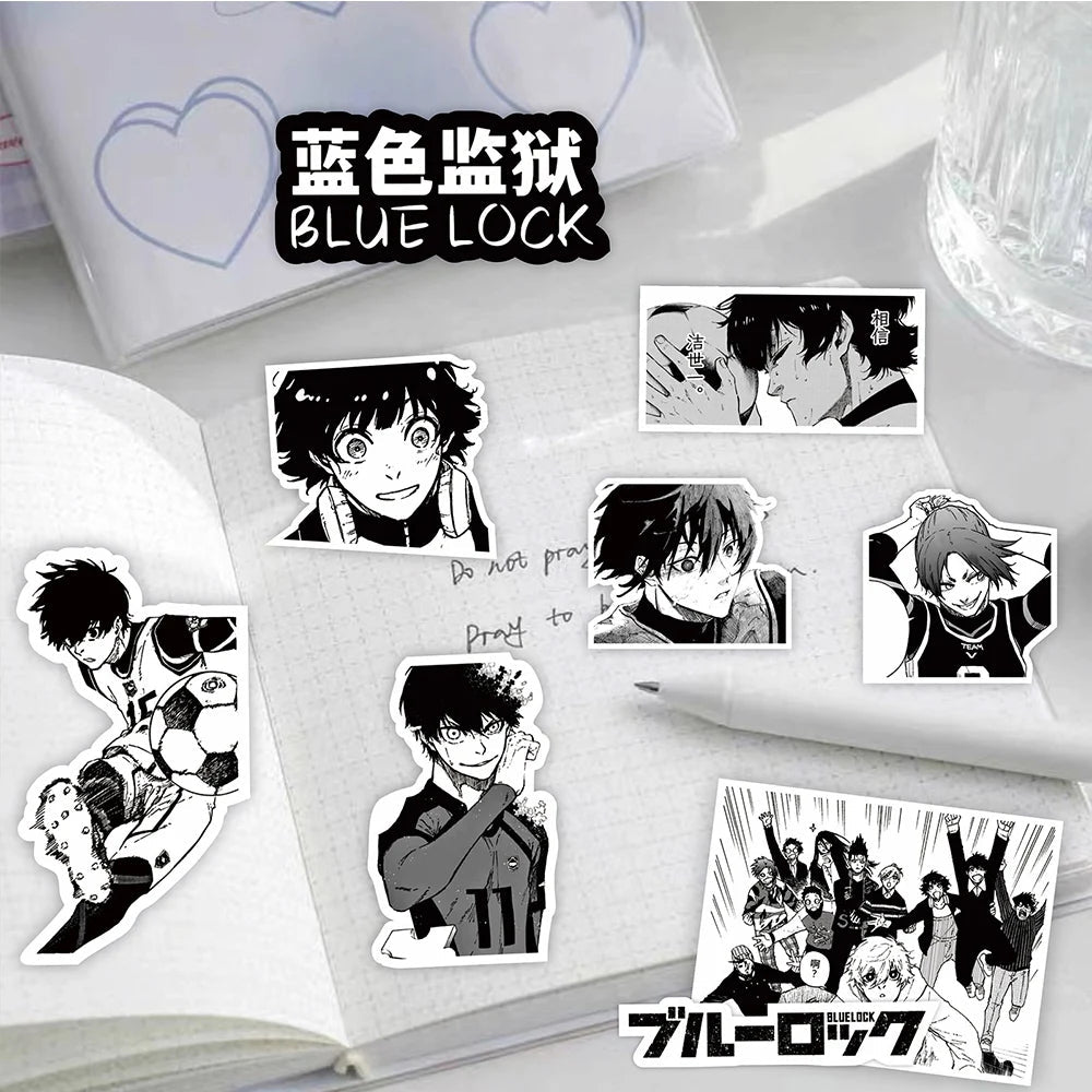 Autocollants Football Anime 10/30/70 pièces Bleu Noir Blanc Graffiti - Zone shopping