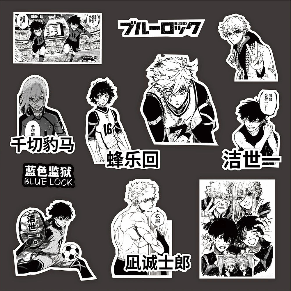 Autocollants Football Anime 10/30/70 pièces Bleu Noir Blanc Graffiti - Zone shopping