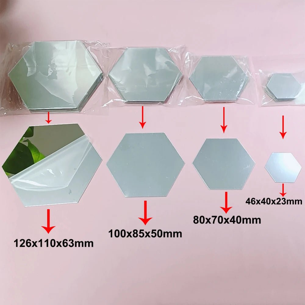 Autocollants muraux miroir hexagonal, 6/12 pièces, déco maison - Zone shopping