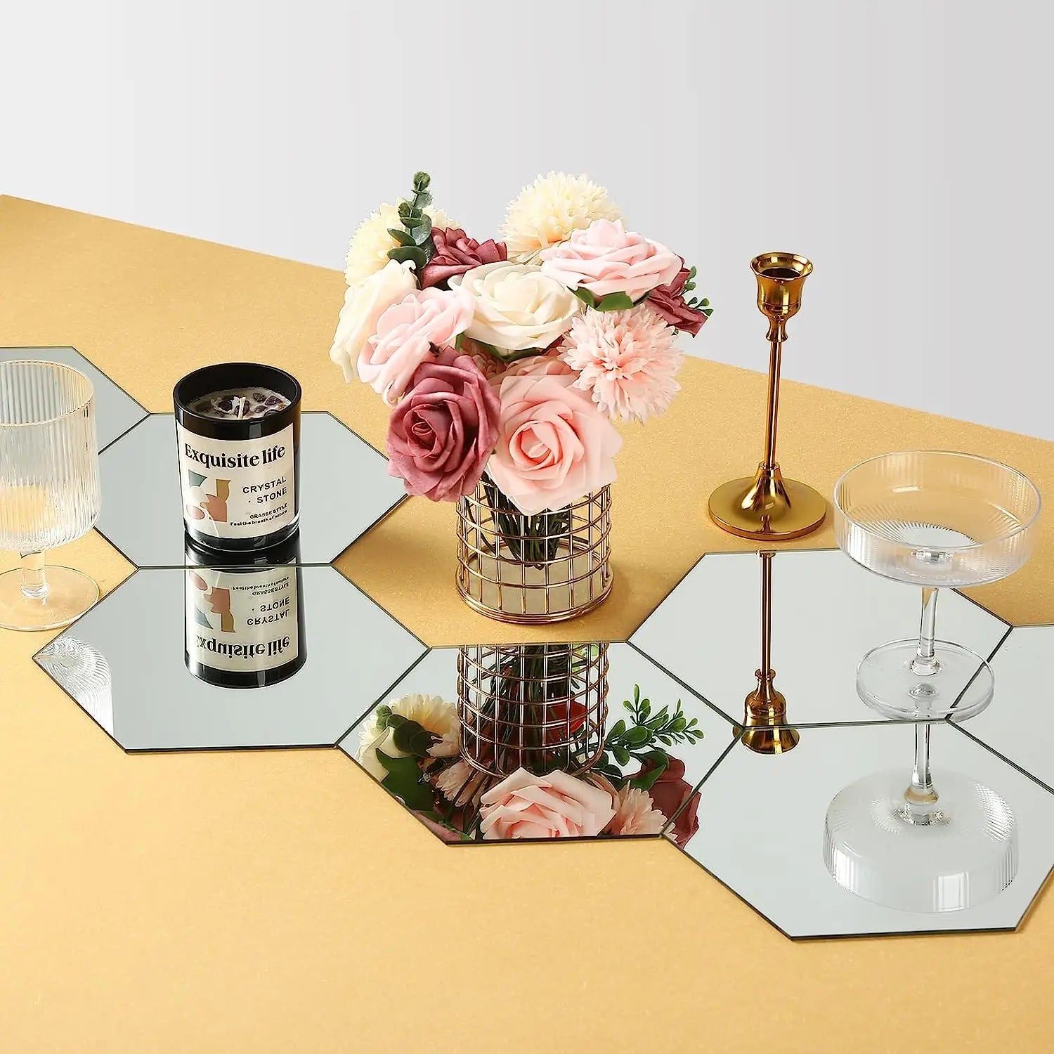 Autocollants muraux miroir hexagonal, 6/12 pièces, déco maison - Zone shopping