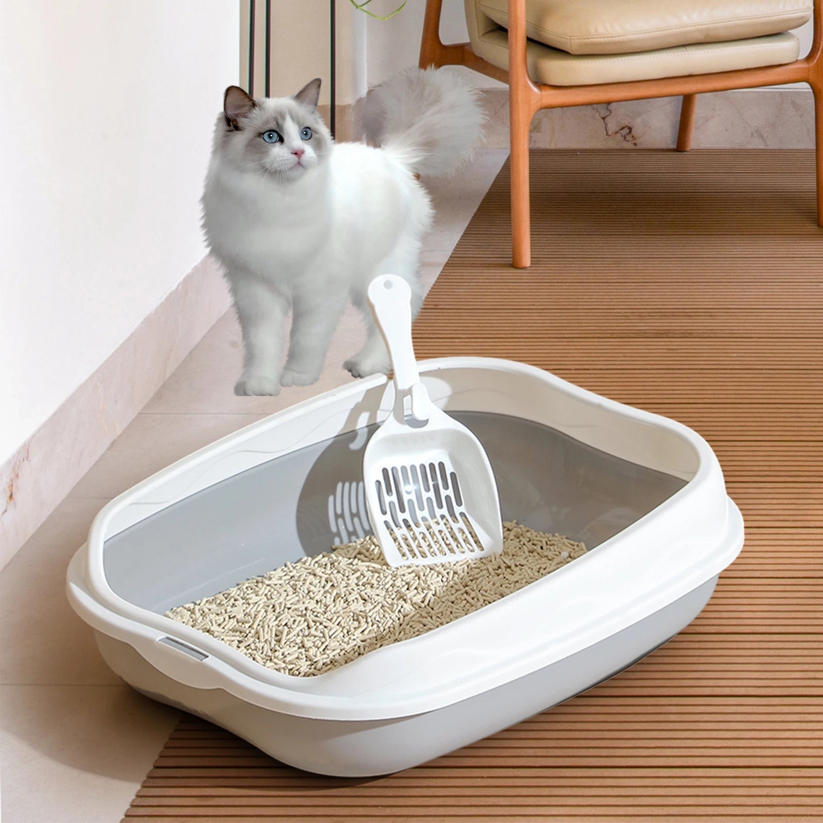 Bac à litière semi - fermé pour chats et petits animaux, portable - Zone shopping