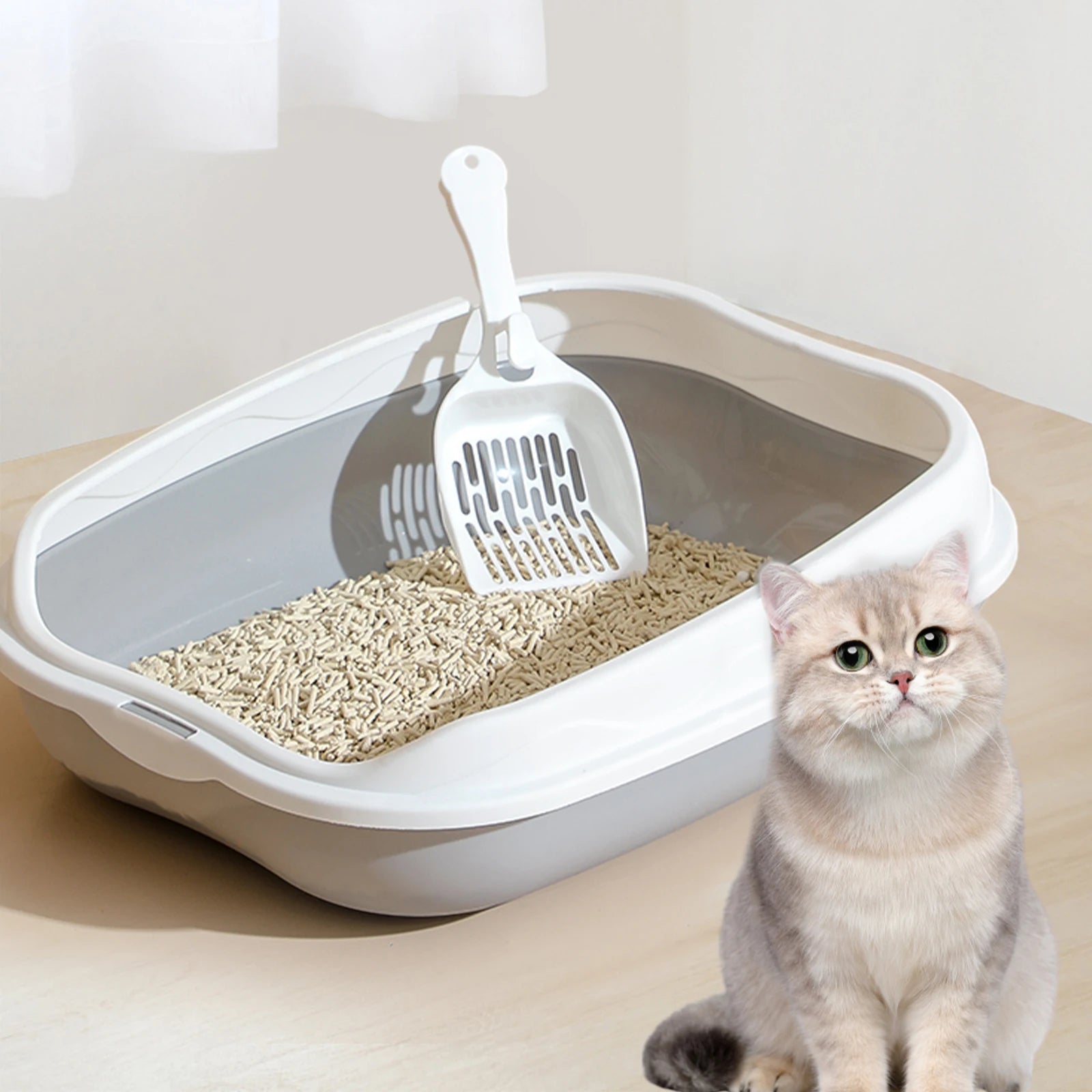 Bac à litière semi - fermé pour chats et petits animaux, portable - Zone shopping