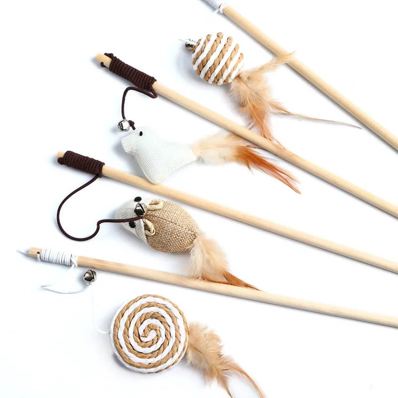 Baguette colorée avec plumes pour chat - Jouet amusant 1 pièce - Zone shopping