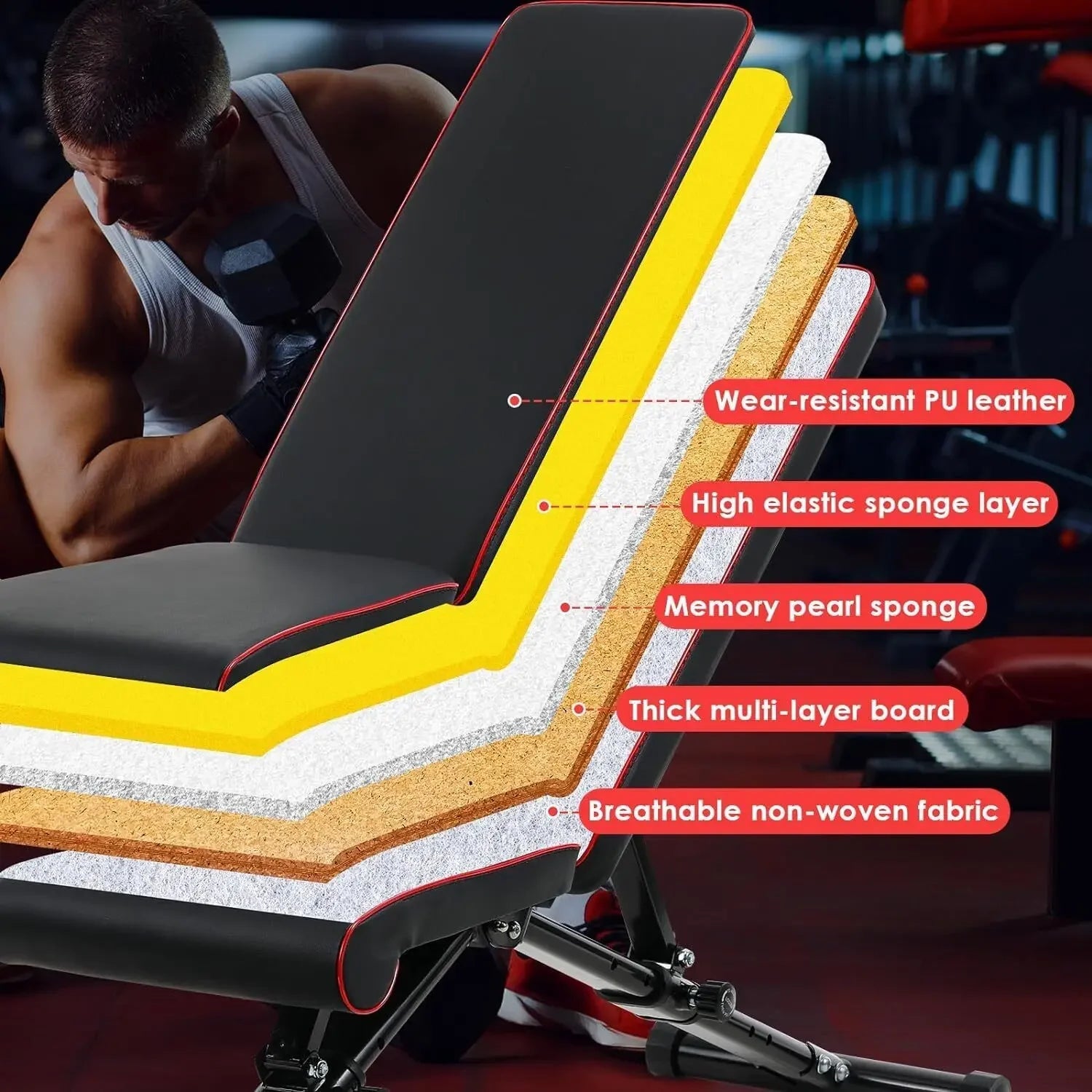 Banc de musculation pliable réglable pour entraînement complet à domicile - Zone shopping