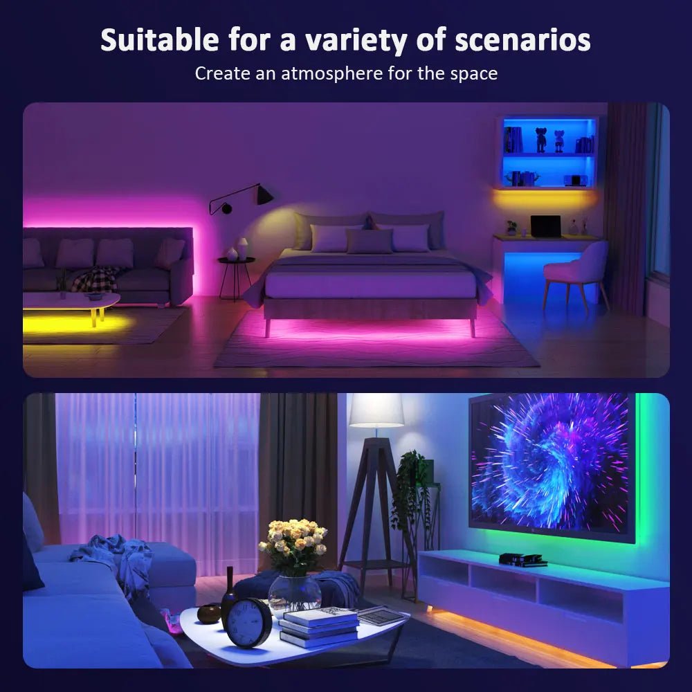 Bande lumineuse LED RVB 1m - 30m, 16M couleurs, éclairage fête maison - Zone shopping